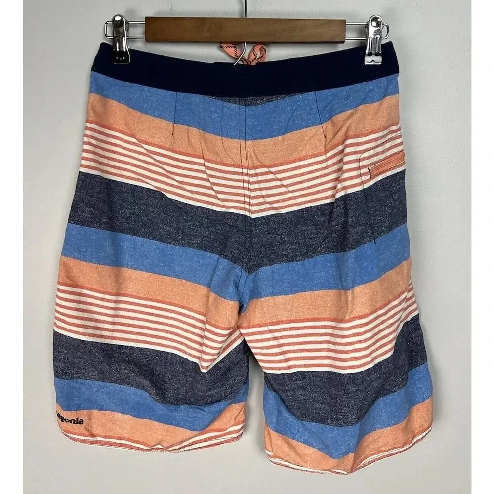 Patagonia Boys' Wavefarer Boardshorts Size 14 Striped Recycled Nylon Swim Beach